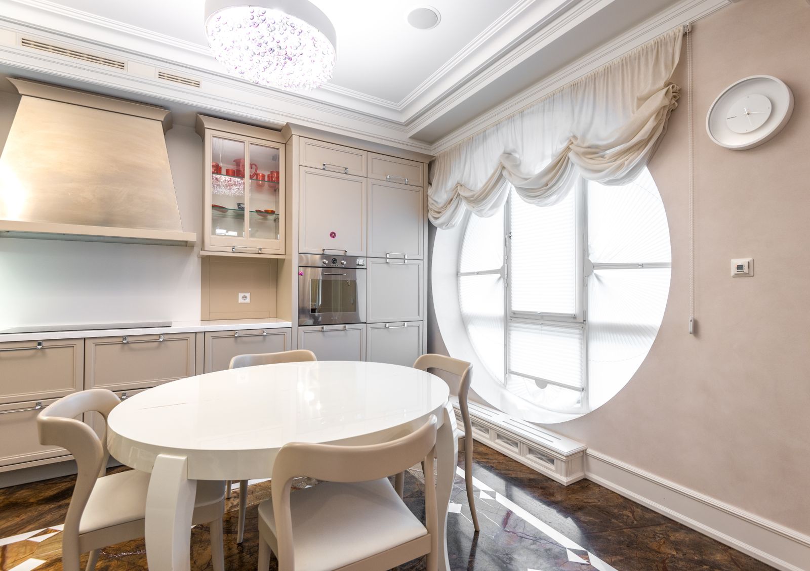 Bright apartment kitchen and dining area